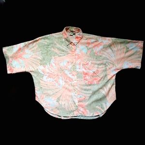 Vintage Cristin Stevens S Button Down Cropped Tropical Short Sleeved Shirt